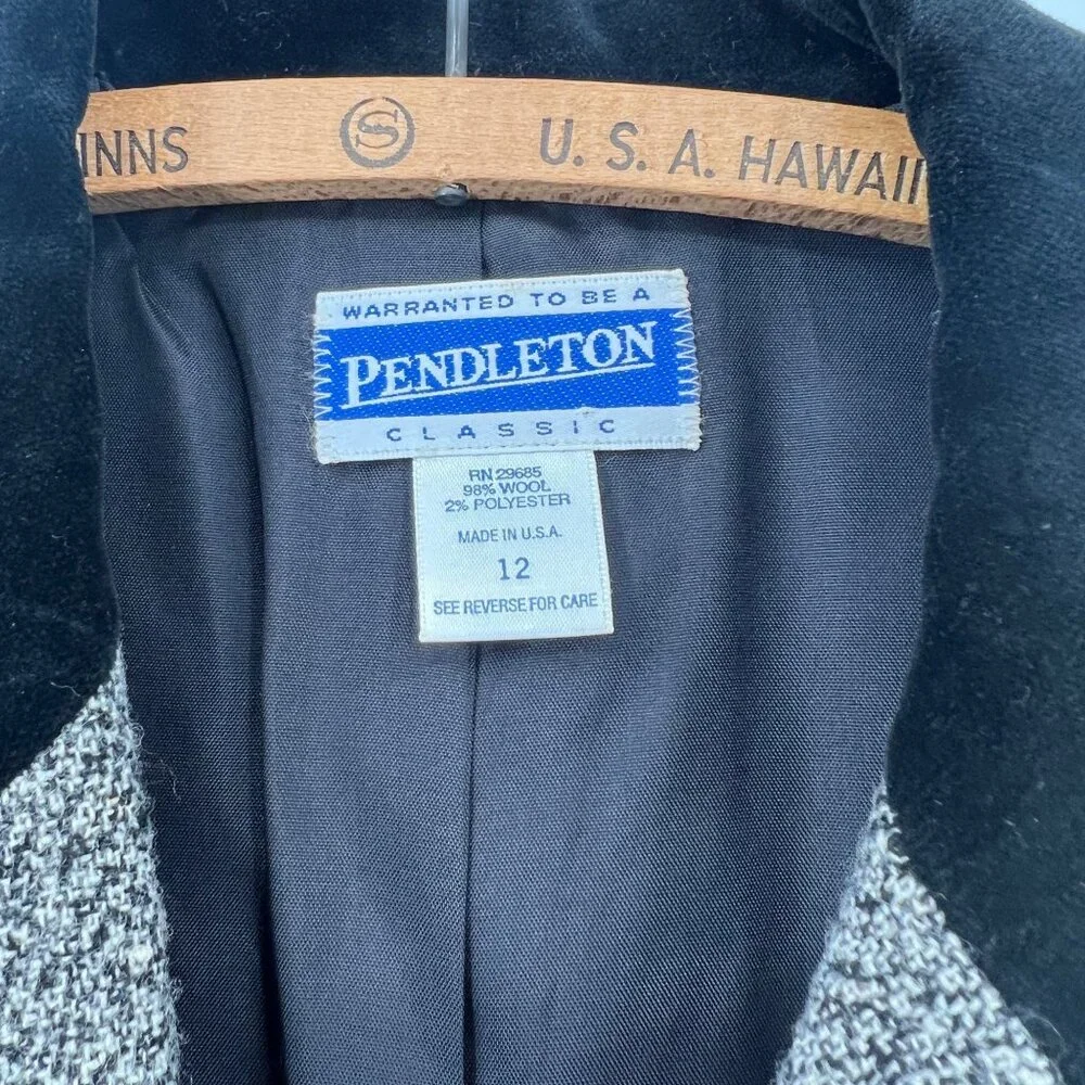 Pendleton Wool Blazer Size 12 Black Velvet Collar Vintage Made in USA Office - Picture 5 of 7